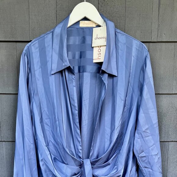 Crosby St Blue Plunging Shirt Dress by Choosy NWT Size 20 - Picture 1 of 6